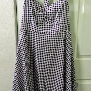 Torrid Retro Chic Black & White Gingham Halter Dress with Pockets Sz 16 Pinup